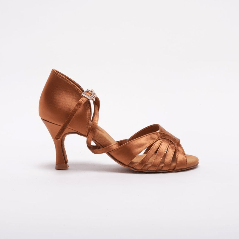 Elegant, Fixed strap Vamp, 2.5 Inch Flared Heel, 2 Way Ankle Strap, Latin Dance Shoe - (1618T) - Rockabilly Australia Pty Ltd