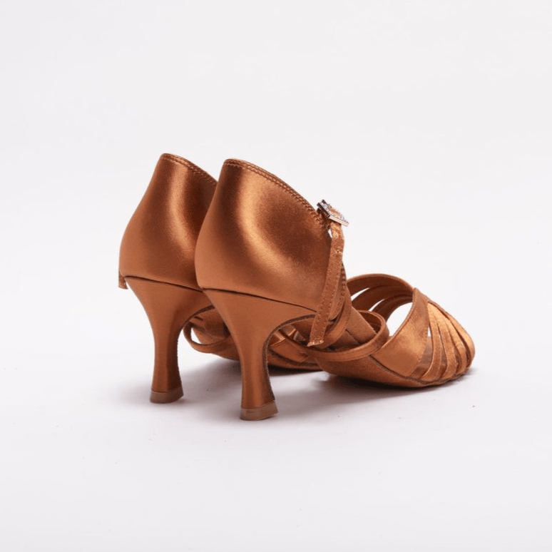 Elegant, Fixed strap Vamp, 2.5 Inch Flared Heel, 2 Way Ankle Strap, Latin Dance Shoe - (1618T) - Rockabilly Australia Pty Ltd