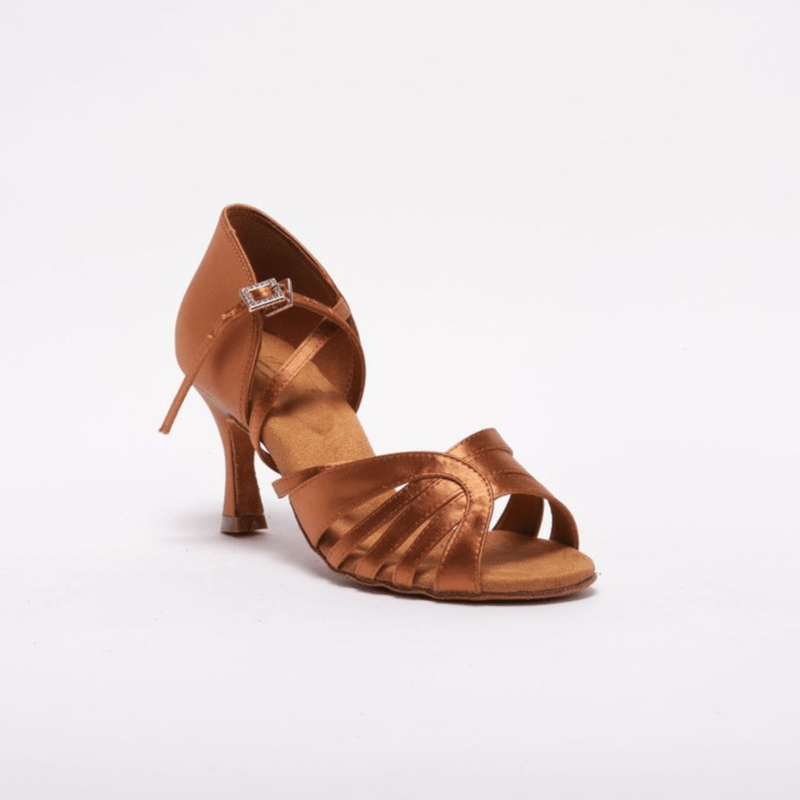 Elegant, Fixed strap Vamp, 2.5 Inch Flared Heel, 2 Way Ankle Strap, Latin Dance Shoe - (1618T) - Rockabilly Australia Pty Ltd