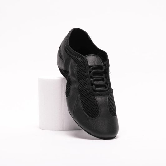 Gentlemen's 1950's Vintage inspired, Black and White Leather, "Saddle" Shoe with Flat, Smooth Rubber Sole - (7818) - Rockabilly Australia Pty Ltd