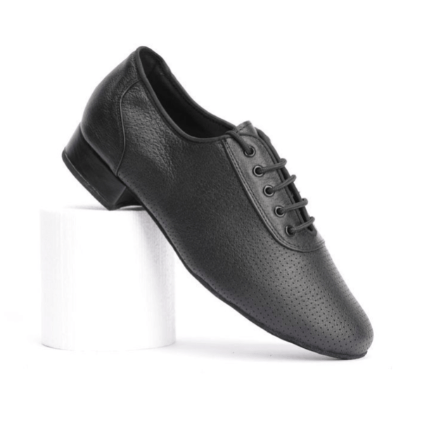 Gentlemen's, Black, Perforated, Nubuck Leather, Lace Up, Suede Sole, Standard Ballroom Dance Shoe - (7790) - Rockabilly Australia Pty Ltd