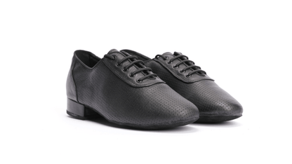 Gentlemen's, Black, Perforated, Nubuck Leather, Lace Up, Suede Sole, Standard Ballroom Dance Shoe - (7790) - Rockabilly Australia Pty Ltd