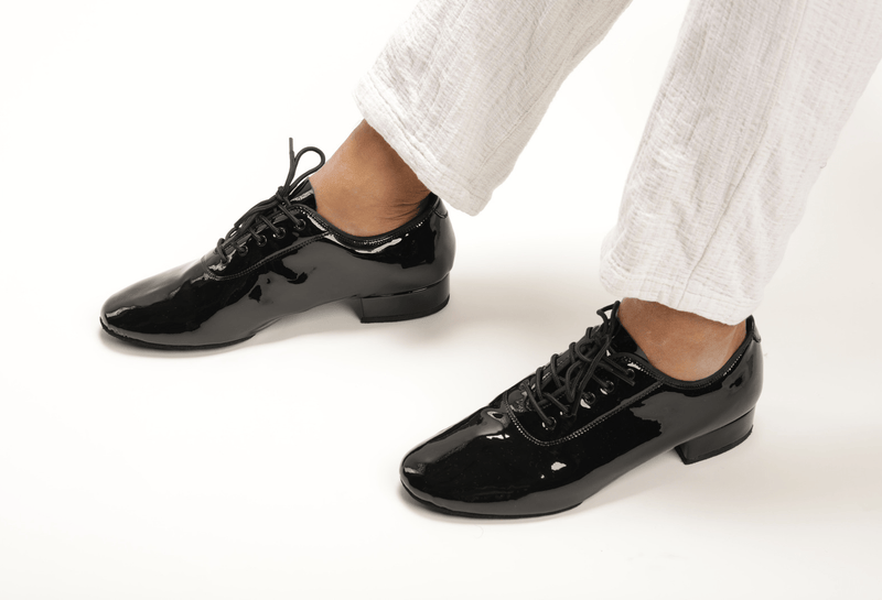 Gentlemen's, Classic, Black or White Patent Leather, Lace Up, Split - sole, High Performance, Standard, Dance Shoe - (7825) - Rockabilly Australia Pty Ltd