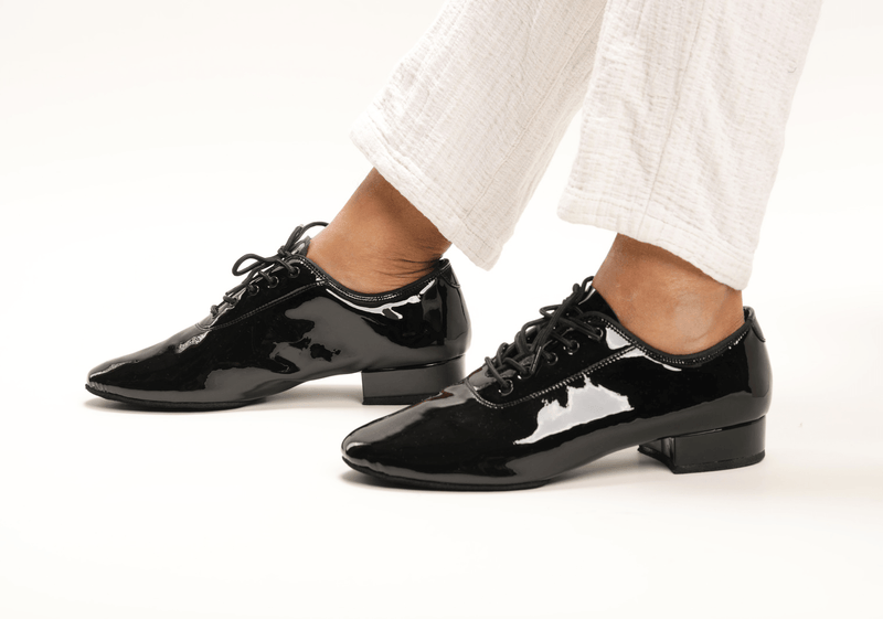 Gentlemen's, Classic, Black or White Patent Leather, Lace Up, Split - sole, High Performance, Standard, Dance Shoe - (7825) - Rockabilly Australia Pty Ltd