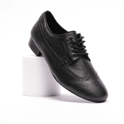 Gentlemen's, Classic, Wingtip, 1950's inspired Brogue, Black Leather Dance Shoe - (7816B) - Rockabilly Australia Pty Ltd