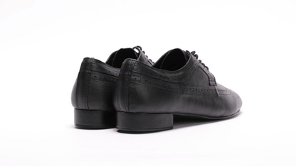 Gentlemen's, Classic, Wingtip, 1950's inspired Brogue, Black Leather Dance Shoe - (7816B) - Rockabilly Australia Pty Ltd