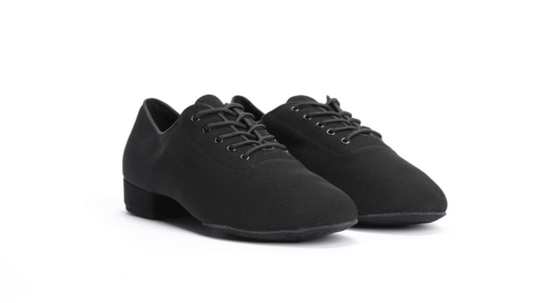 Gentlemen's, Oxford, Black, Stretchy Canvas, Split Suede - sole, Lace up Dance Shoe - (7791B) - Rockabilly Australia Pty Ltd
