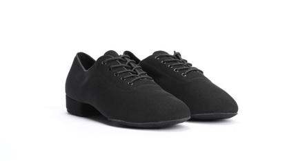 Gentlemen's, Oxford, Black, Stretchy Canvas, Split Suede - sole, Lace up Dance Shoe - (7791B) - Rockabilly Australia Pty Ltd
