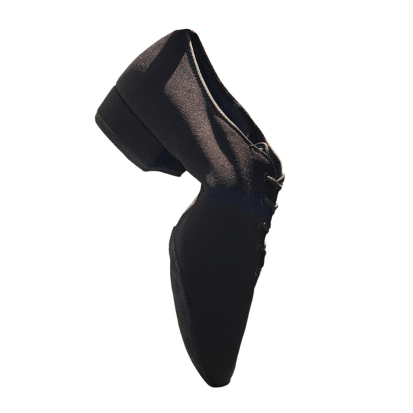 Gentlemen's, Oxford, Black, Stretchy Canvas, Split Suede - sole, Lace up Dance Shoe - (7791B) - Rockabilly Australia Pty Ltd