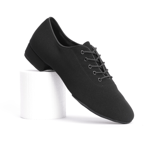 Gentlemen's, Oxford, Black, Stretchy Canvas, Split Suede - sole, Lace up Dance Shoe - (7791B) - Rockabilly Australia Pty Ltd