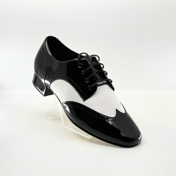 Gentlemen'sClassic, Brogue, 1950's - 1960's Inspired, Wingtip, Black and White Leather with Black Patent accents, Dance Shoes - (7811BW) - Rockabilly Australia Pty Ltd