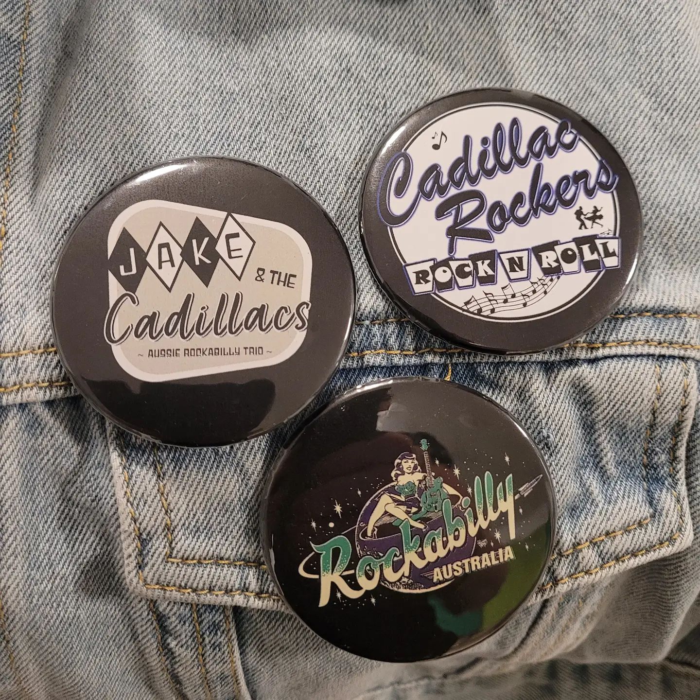 Jake and the Cadillacs - Button Pin Badge - Rockabilly Australia Pty Ltd