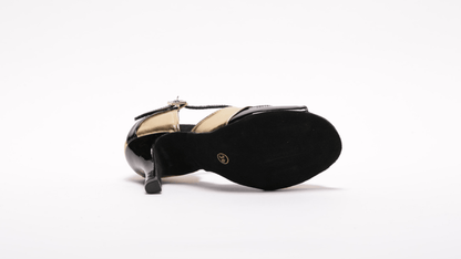 Ladies, 3.5 Inch Stiletto, High Performance Latin Dance Shoe, Patent and Metallic Gold Leather. - Rockabilly Australia Pty Ltd