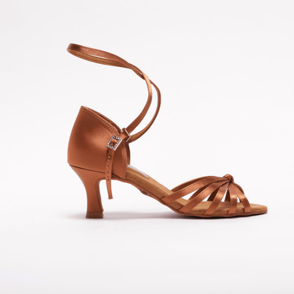 Ladies, 5 Strap Knotted Vamp, 2.25 inch Flared Heel, High Performance Latin Shoe - (S27BT) - Rockabilly Australia Pty Ltd