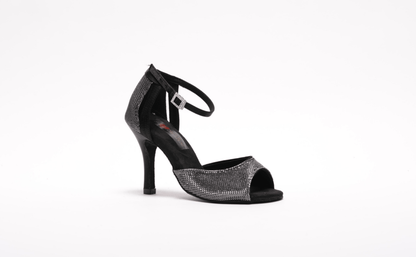 Ladies Black and Silver High Performance Dance Sandal - (S241) - Rockabilly Australia Pty Ltd