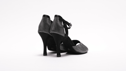 Ladies Black and Silver High Performance Dance Sandal - (S241) - Rockabilly Australia Pty Ltd
