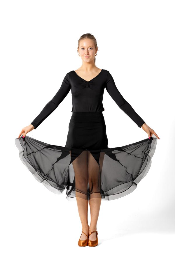 Ladies Black Premium Ballroom Practice Dance Skirt - (OLIVIA) - Rockabilly Australia Pty Ltd