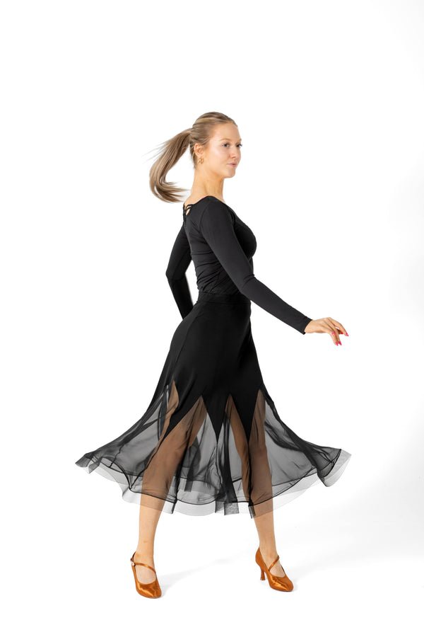 Ladies Black Premium Ballroom Practice Dance Skirt - (OLIVIA) - Rockabilly Australia Pty Ltd