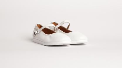 Ladies, Classic, Mary Jane, In White Leather With Dual Pivot Point, Spin Spots And Ultra Flexible Smooth Sole, Dance Shoe - (7820W - 1) - Rockabilly Australia Pty Ltd