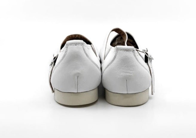 Ladies, Classic, Mary Jane, White Leather Dance Shoe - (7820W) - Rockabilly Australia Pty Ltd