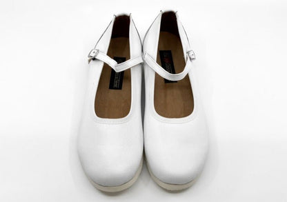 Ladies, Classic, Mary Jane, White Leather Dance Shoe - (7820W) - Rockabilly Australia Pty Ltd