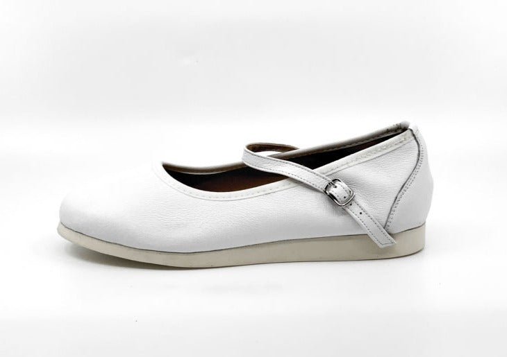 Ladies, Classic, Mary Jane, White Leather Dance Shoe - (7820W) - Rockabilly Australia Pty Ltd