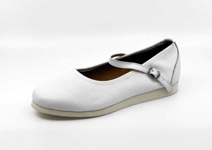 Ladies, Classic, Mary Jane, White Leather Dance Shoe - (7820W) - Rockabilly Australia Pty Ltd