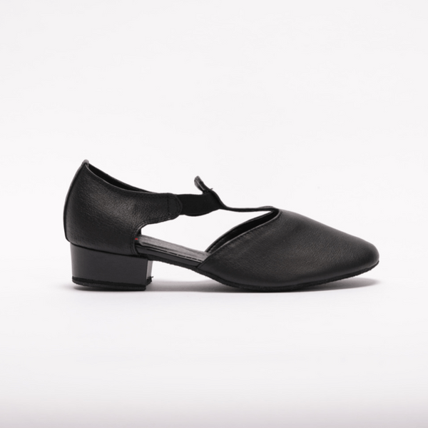 Ladies, Classic T - Bar, Close Toe, Character Shoe in Black Soft Leather - (6605B) - Rockabilly Australia Pty Ltd