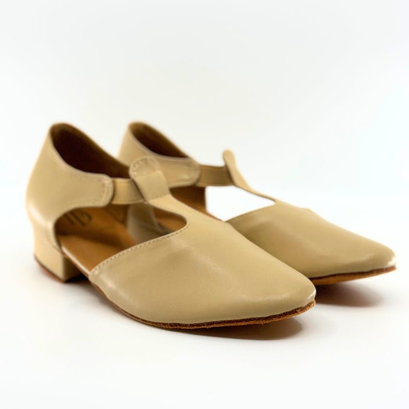 Ladies, Classic T - Bar, Close Toe, Character Shoe in Tan Vegan Leather - (6605T) - Rockabilly Australia Pty Ltd