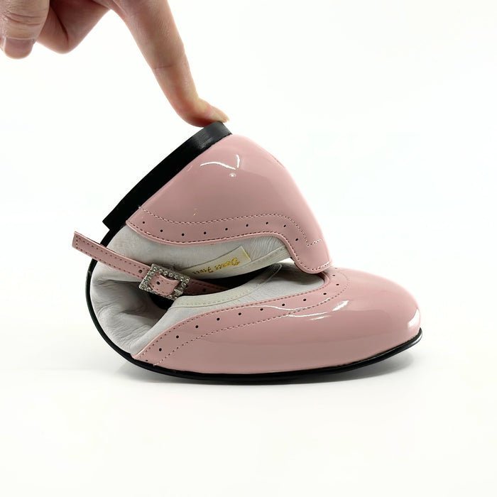 Ladies, Classic, Wing Tip, Mary Jane, Dance Shoe In Pink Patent and White - (2083PW) - Rockabilly Australia Pty Ltd