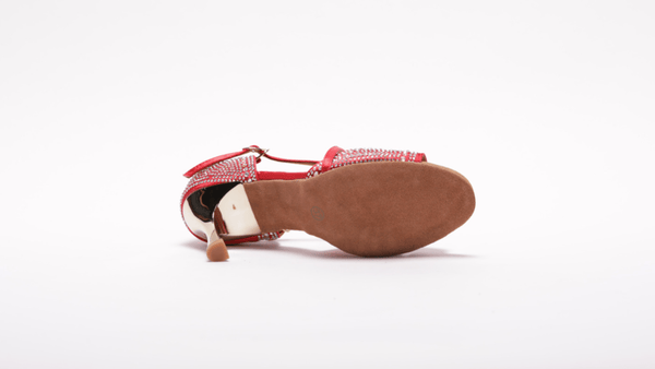 Ladies High Performance Latin Dance Shoe (Red Satin with AB Gem Stones) - (S7172R) - Rockabilly Australia Pty Ltd