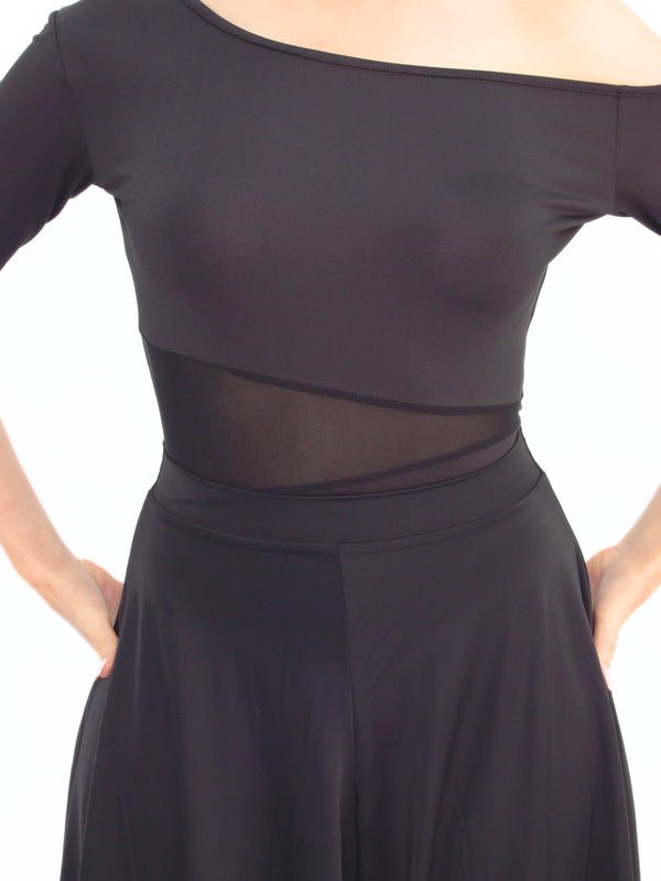 Ladies Latin Bodysuit in Black - (1044) - Rockabilly Australia Pty Ltd