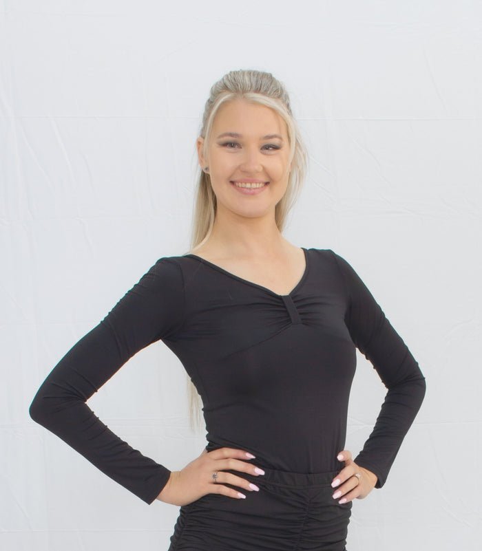 Ladies Latin Dance Top in Black - (1058) - Rockabilly Australia Pty Ltd