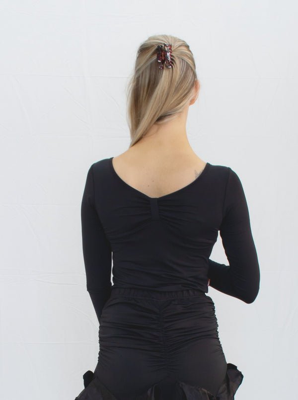Ladies Latin Dance Top in Black - (1058) - Rockabilly Australia Pty Ltd