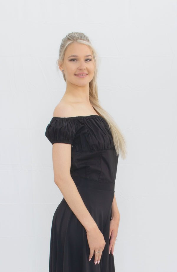 Ladies Peasant Top in Black - (PTB) - Rockabilly Australia Pty Ltd