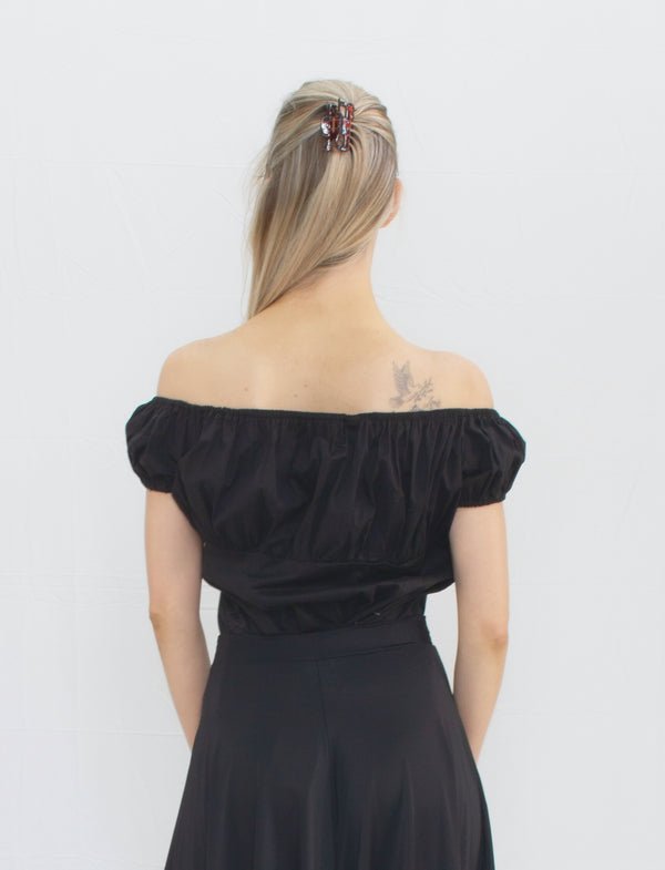 Ladies Peasant Top in Black - (PTB) - Rockabilly Australia Pty Ltd