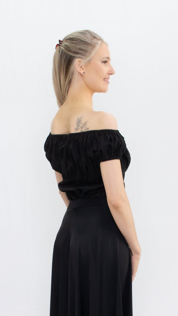 Ladies Peasant Top in Black - (PTB) - Rockabilly Australia Pty Ltd