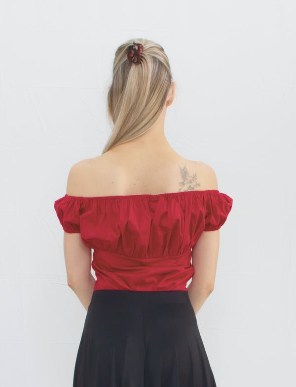 Ladies Peasant Top Red - (PTR) - Rockabilly Australia Pty Ltd