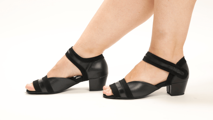 Ladies, Peep Toe, 1.5 Inch Cuban Heel, Velcro Ankle Strap, Dance Shoe in Soft Nubuck Leather - (2018AB) - Rockabilly Australia Pty Ltd