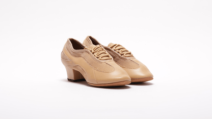 Ladies Split - Sole, 1.5 Inch Cuban Heel, Practice Shoe In Tan Leather - (S902T) - Rockabilly Australia Pty Ltd