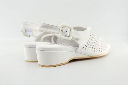 Ladies Vintage Inspired Wedge Dance Shoes In Soft White Leather - (Swivel) - Rockabilly Australia Pty Ltd