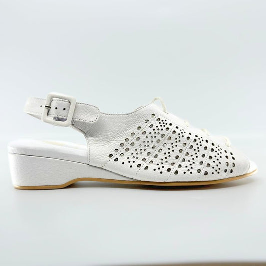 Ladies Vintage Inspired Wedge Dance Shoes In Soft White Leather - (Swivel) - Rockabilly Australia Pty Ltd