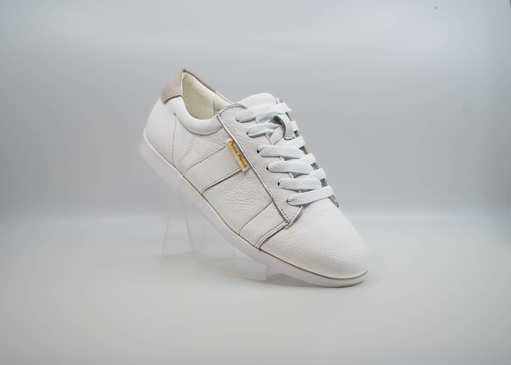 Ladies White Leather Dance Sneakers with Dual Pivot Point, Spin Spots & Flexible, Smooth Sole - (2306W) - Rockabilly Australia Pty Ltd