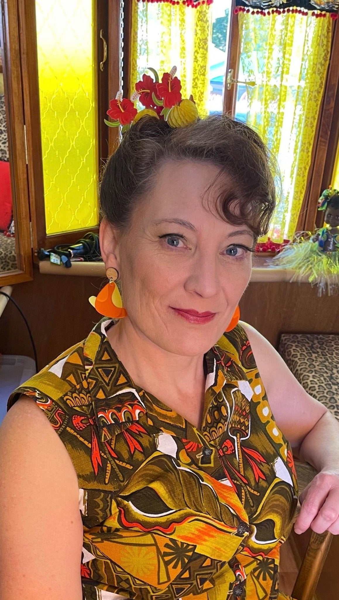 MCM Boomerang Earrings. Orange and Yellow Acrylic. Atomic Motifs. 1960’s style Earrings. Atomic Space Age. Tiki Oasis style. Weekender wear. - Rockabilly Australia Pty Ltd