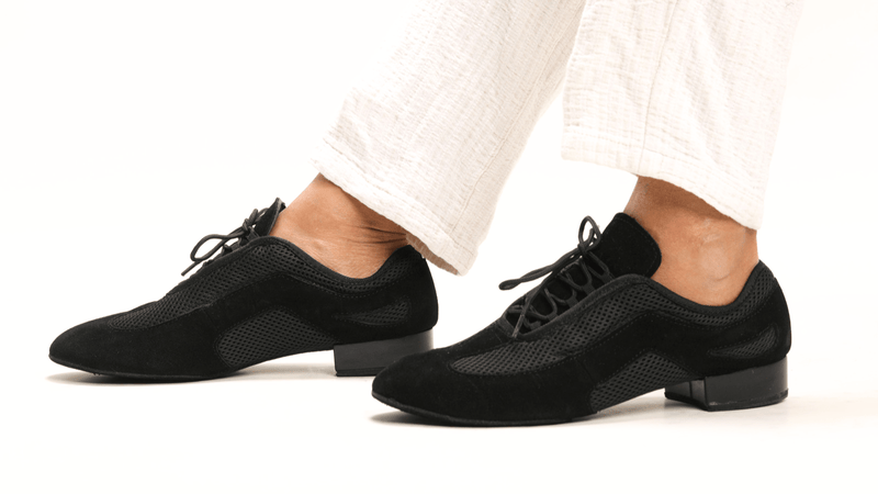 Mens, Suede leather and Mesh panelling, Split sole, 1 Inch Standard Heel, High Performance Dance Shoe - (9901) - Rockabilly Australia Pty Ltd
