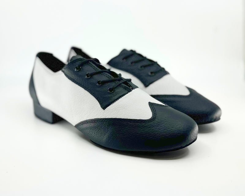 Men's, Unique, 1950's Inspired, Premium Leather in Black And White, Split - Sole Dance Shoe - (7777BW) - Rockabilly Australia Pty Ltd
