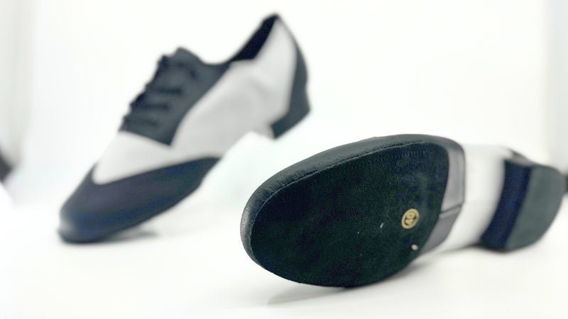 Men's, Unique, 1950's Inspired, Premium Leather in Black And White, Split - Sole Dance Shoe - (7777BW) - Rockabilly Australia Pty Ltd