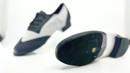 Men's, Unique, 1950's Inspired, Premium Leather in Black And White, Split - Sole Dance Shoe - (7777BW) - Rockabilly Australia Pty Ltd
