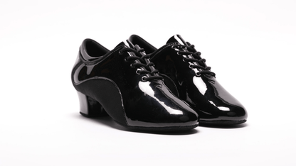 Men's, Unique, Patent Leather and Oxford, Stretch Canvas, 2 Inch Cuban Heel, Spilt - Sole, Latin Dance Shoe - (20M103) - Rockabilly Australia Pty Ltd