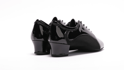 Men's, Unique, Patent Leather and Oxford, Stretch Canvas, 2 Inch Cuban Heel, Spilt - Sole, Latin Dance Shoe - (20M103) - Rockabilly Australia Pty Ltd